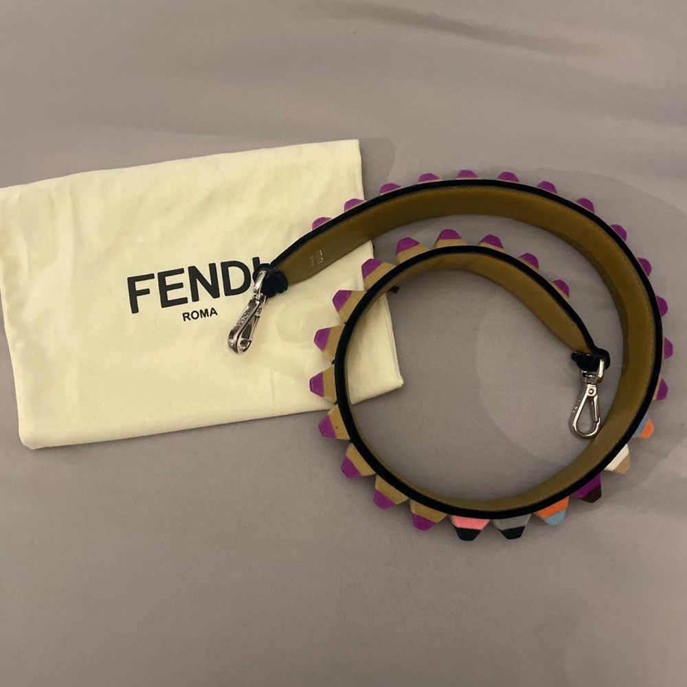 Fendi Leather Multicolor Studded Bag Strap